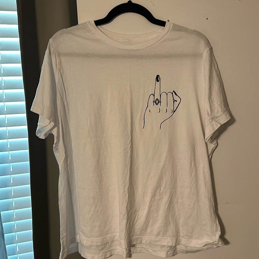 White T-Shirt with Engagement Ring Print
